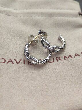 David Yurman 925 Silver Earrings with Original Pouch